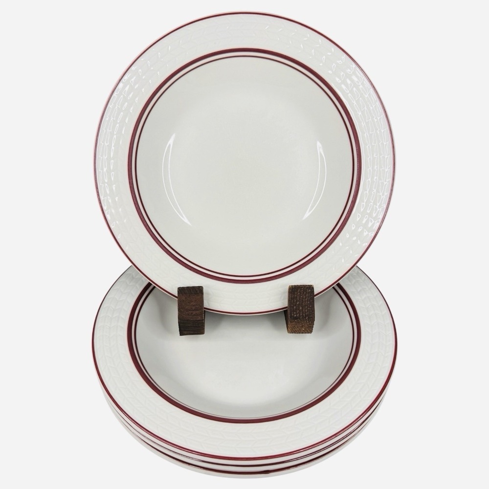 REGO 9" Pasta bowls E835-76 X - Set 4 Red Stripe Bowls